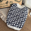 Knitted Cotton Dog Sweater with Letter Pattern