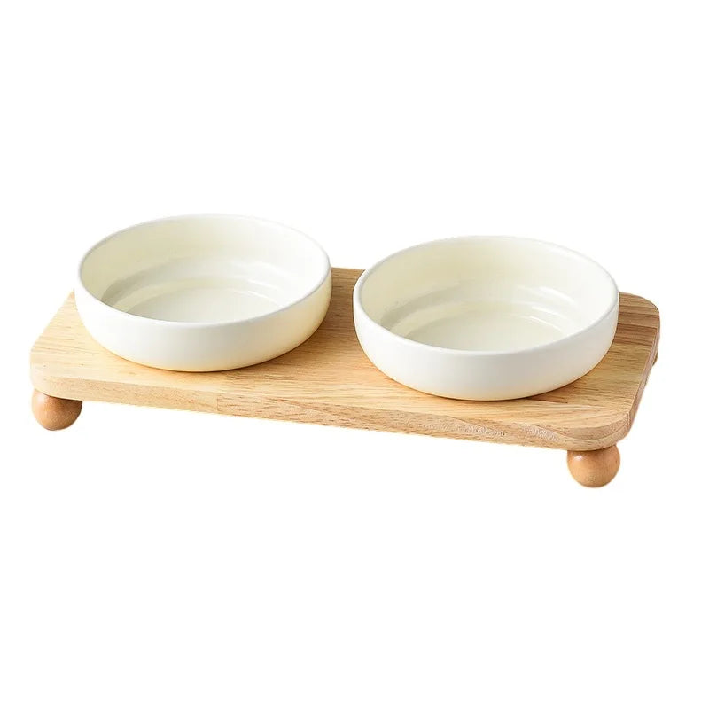 Elevated Ceramic Cat & Dog Bowl with Stand – 2-in-1 Food and Water Feeder