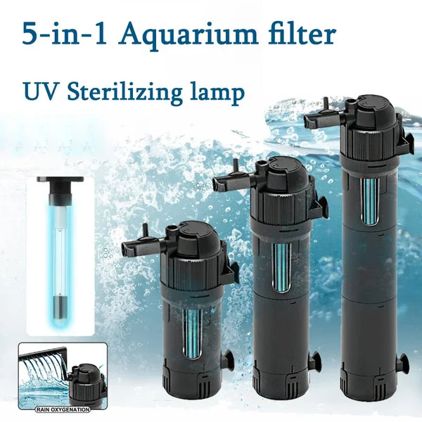 Filtre Aquarium Silencieux 5-en-1 avec Stérilisateur UV