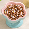 Elevated Ceramic Slow Feeder Bowl for Cats and Small Dogs