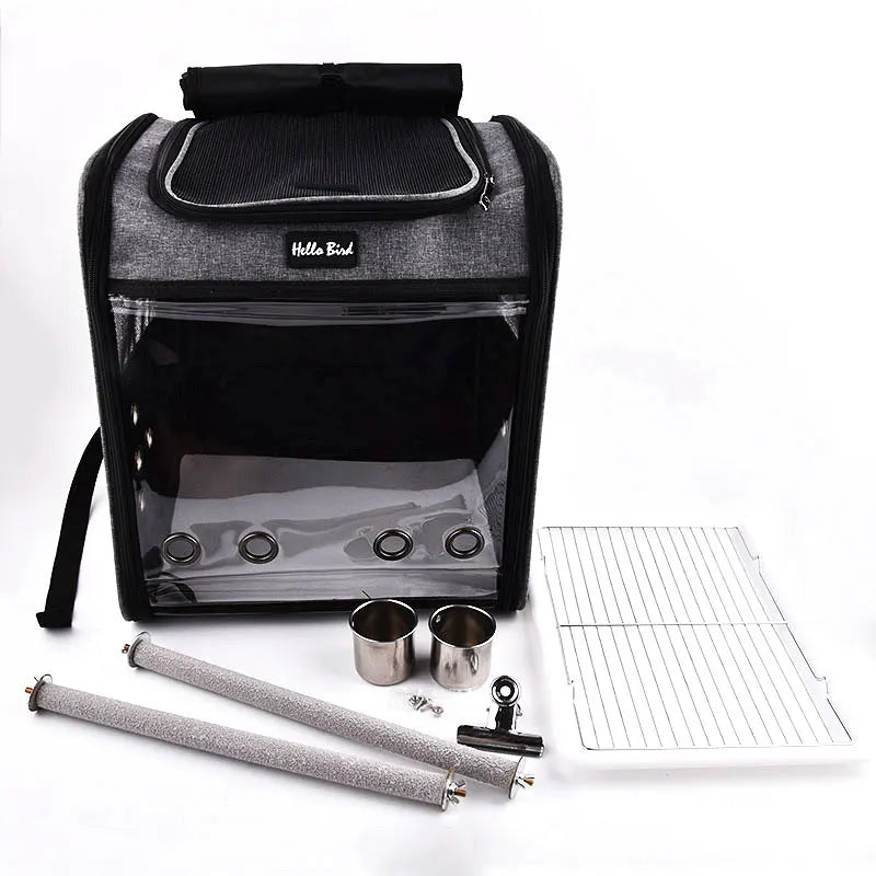 Breathable Bird Travel Backpack Carrier with Perch