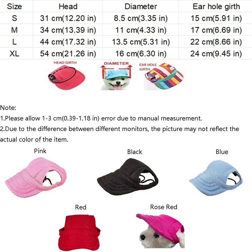 Breathable Pet Sun Hat with Ear Holes and Adjustable Strap