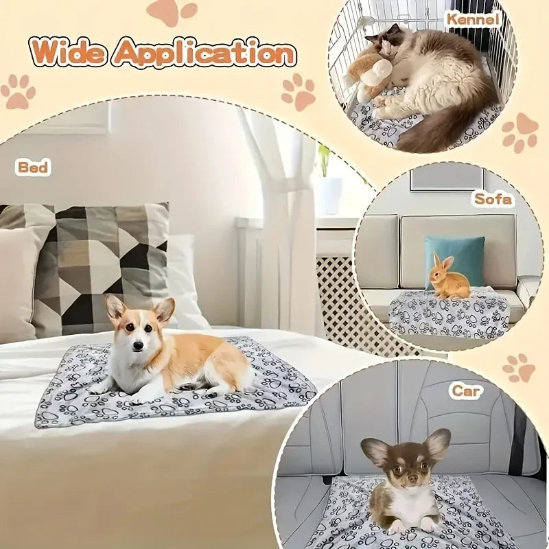 Cozy Flannel Pet Blanket with Paw Print Design