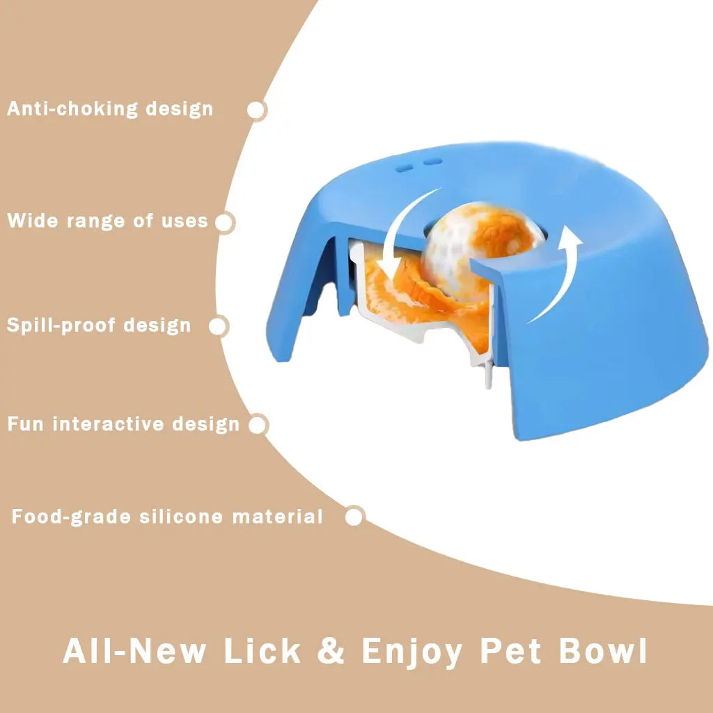 Blue ergonomic slow feeder dog bowl with an anti-choking design and spill-proof feature