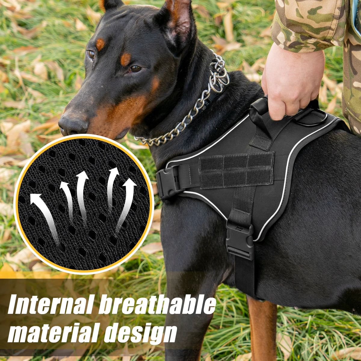 Tactical Dog Harness with Reflective Strips for Training and Outdoor Adventures