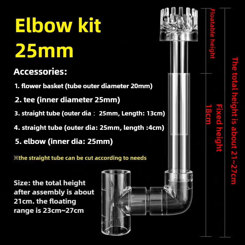 Clear Aquarium Skimmer with Acrylic Lily Pipe Inflow Outflow