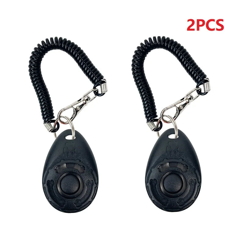 Deux clickers ergonomiques noirs pour l'entraînement des chiens avec sangles de poignet