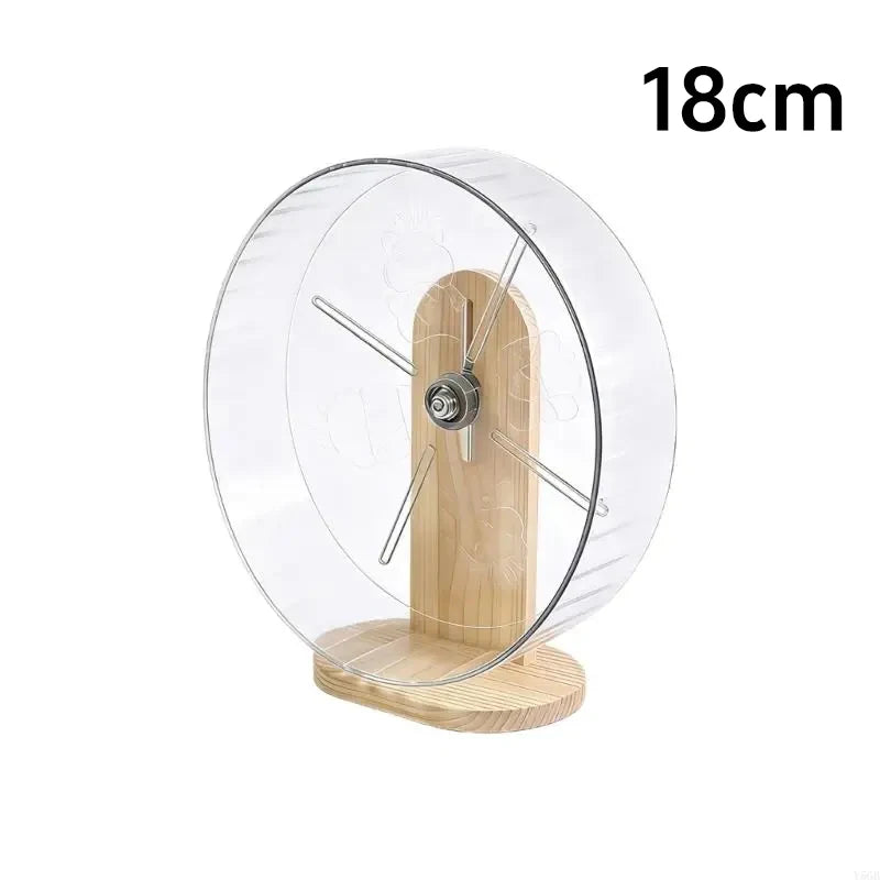 Silent Acrylic Hamster Running Wheel with Wooden Stand