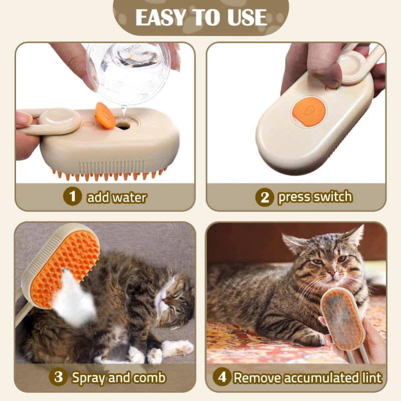 3-in-1 Dampbürste für Katzen & kleine Hunde