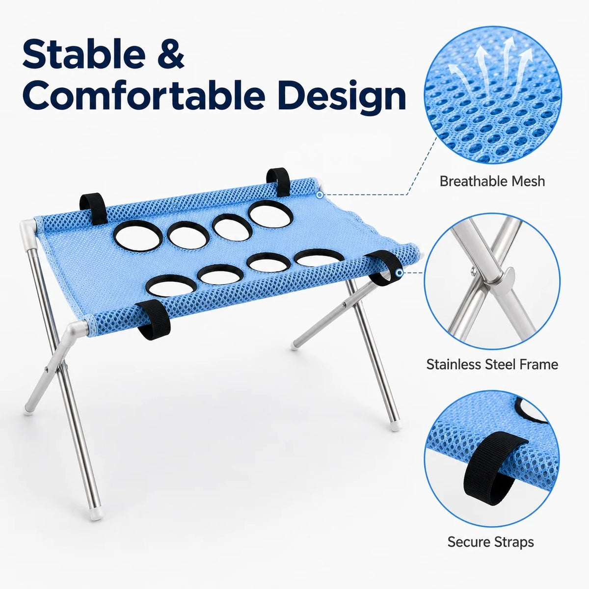 Foldable Pet Grooming Hammock Stand for Cats and Small Dogs