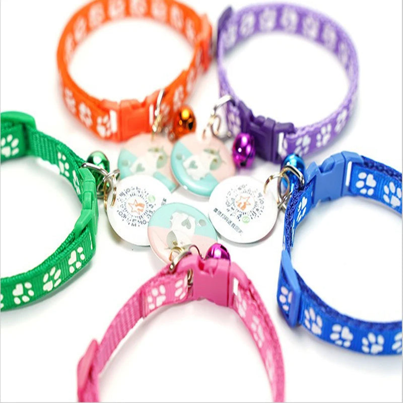Collier à Cloche Imprimé Coloré pour Chats et Chiens