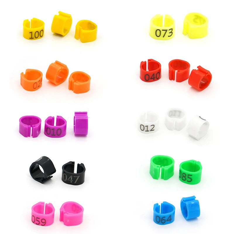 Bagues en plastique numérotées pour pattes d'oiseaux (9 mm)