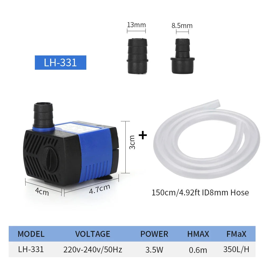 Quiet Mini Submersible Pump for Aquariums, Fountains & Waterfalls
