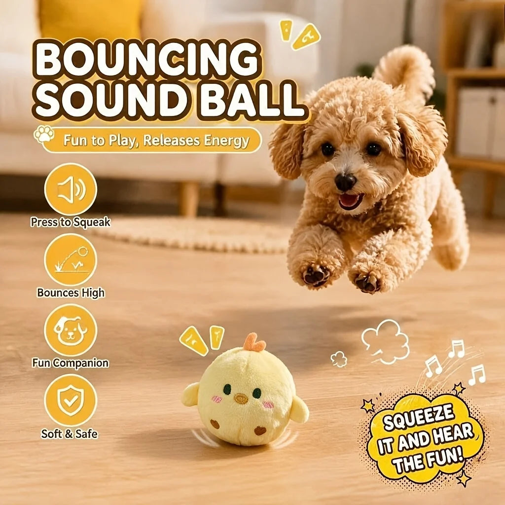 Interactive Squeaky Bouncing Chick Ball for Dogs & Cats