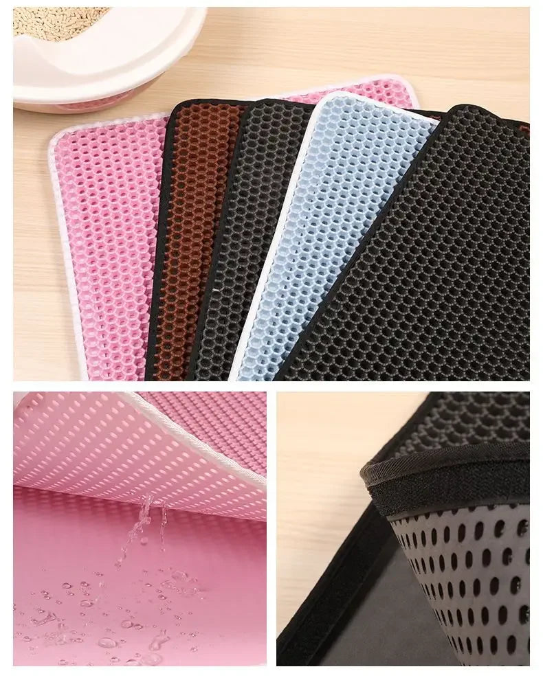 Double-Layer Waterproof Cat Litter Mat with Non-Slip Base