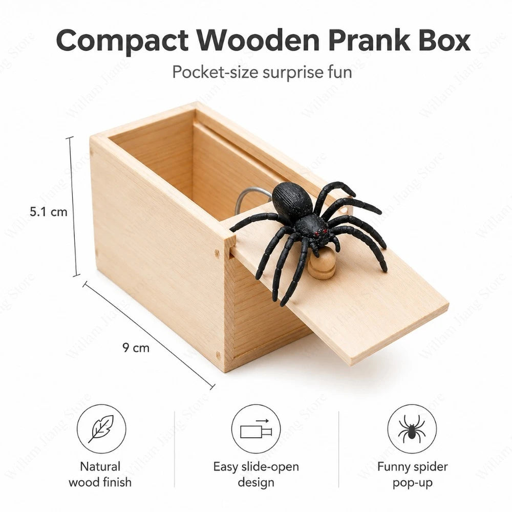 Wooden Spider Surprise Prank Box Set
