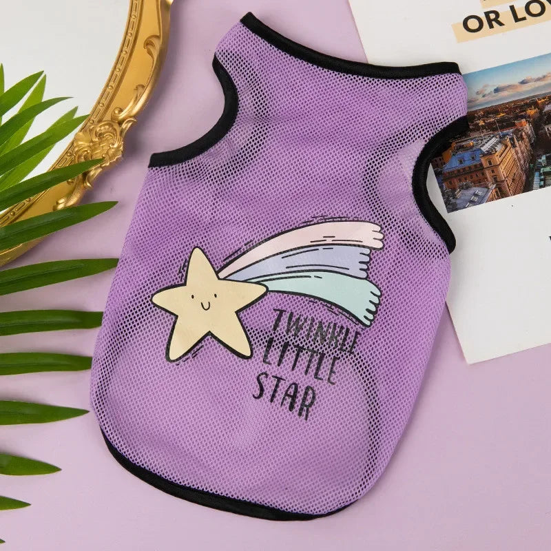 Breathable Mesh Pet Vest with Cute Cartoon Print
