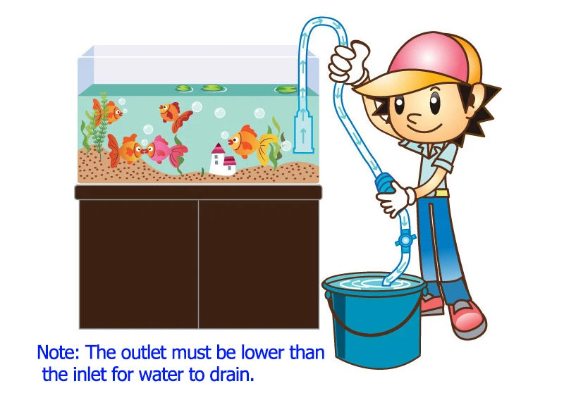 مضخة تغيير ماء حوض السمك وتنظيف الحصى يدويًا