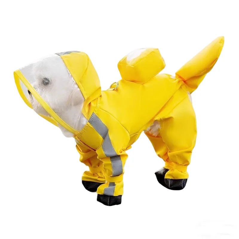 Small Dog Full-Body Raincoat with 4-Leg Coverage