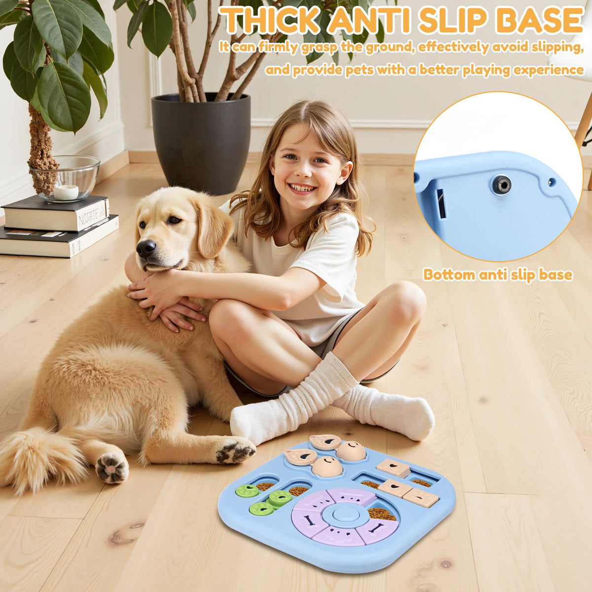 Interactive Dog Puzzle Toy with Non-Slip Base for Mental Stimulation and Slow Feeding
