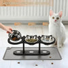 Elevated Cat Bowls with Silicone Mat - 15° Tilted Wooden Stand