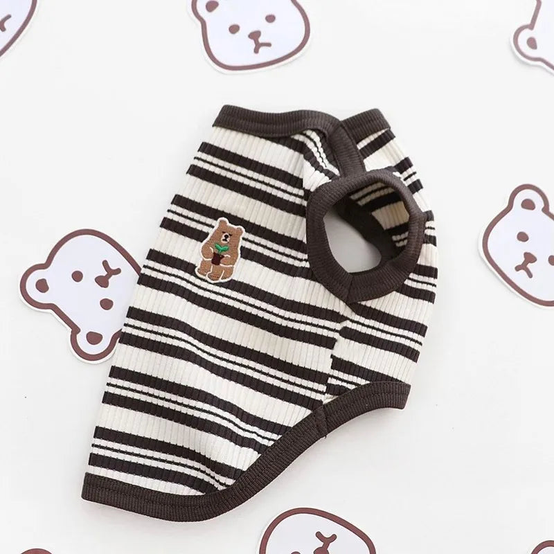 Striped Stretchy Pet Tank Top for Cats and Small Dogs