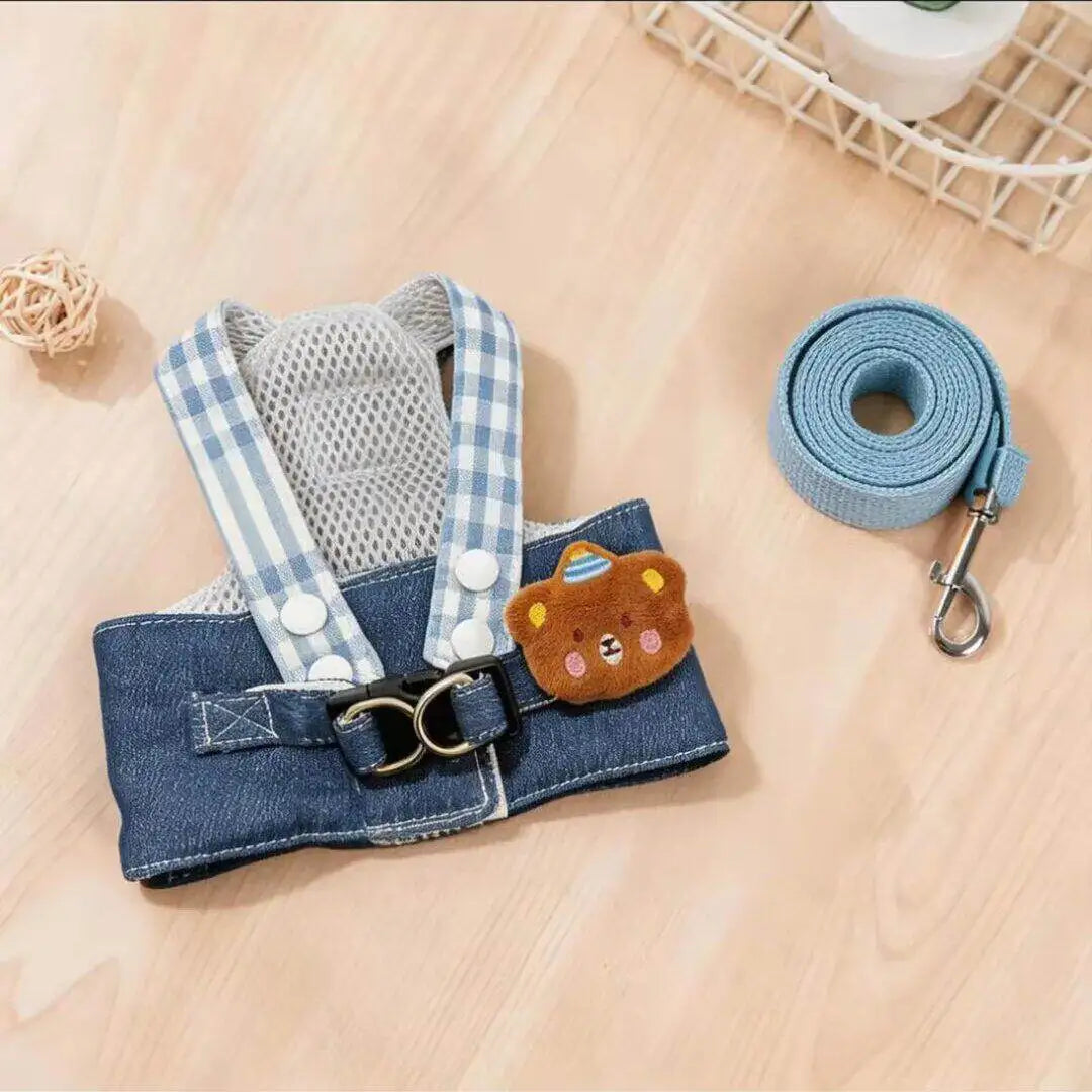 Cartoon Dog Harness Vest with Matching Leash