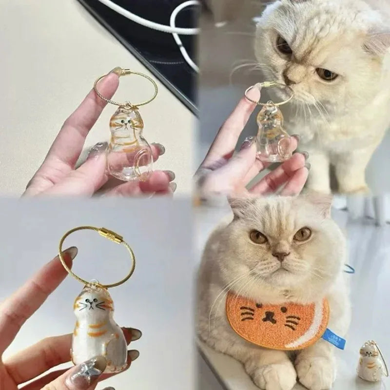 Porte-clés Chat Roux avec Compartiment de Rangement pour Cheveux