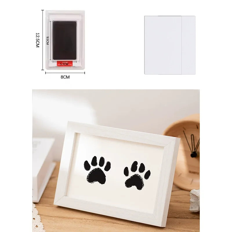 Wooden Baby Handprint & Pet Paw Print Keepsake Frame with Imprint Kit