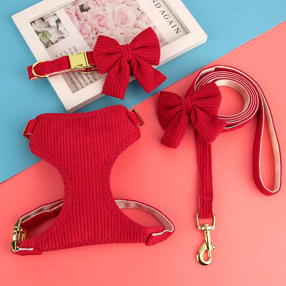Bowknot Dog Harness, Collar & Leash Set
