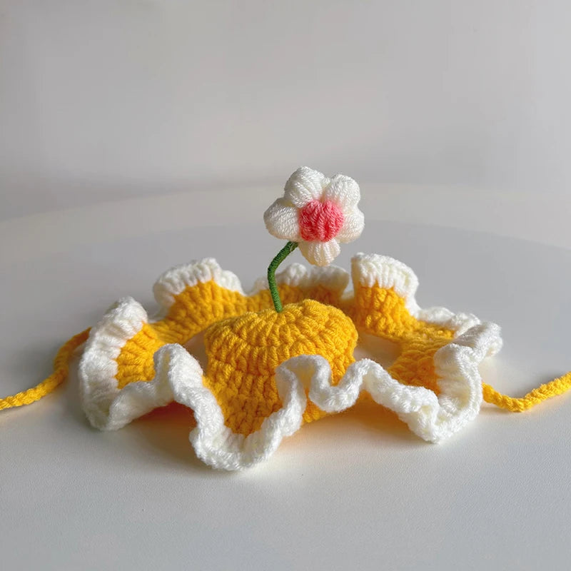 Cute Adjustable Cat Hat with Flowers for Cats and Small Dogs