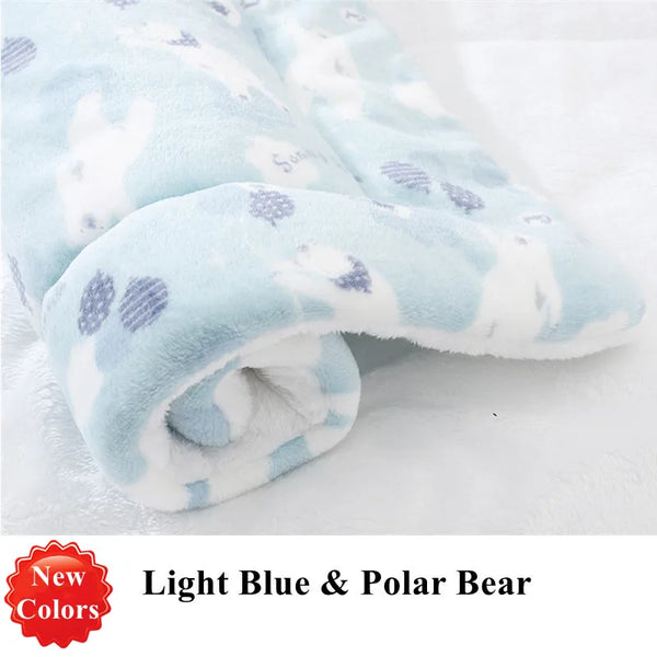Light blue and polar bear patterned soft fleece pet bed and cage liner