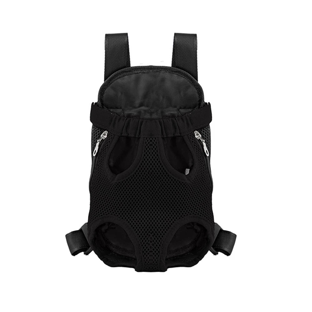 Black outdoor camouflage dog carrier backpack with mesh and adjustable straps