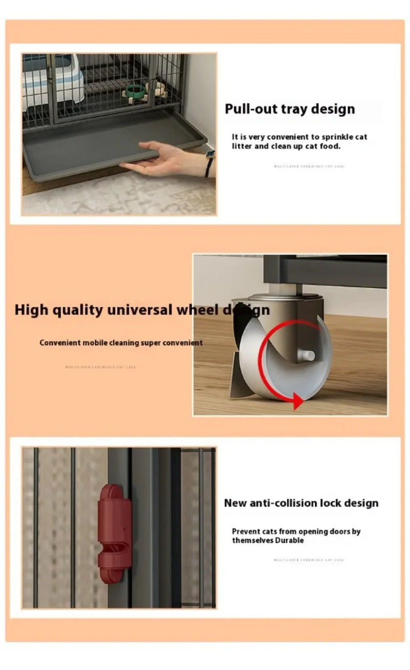 قفص قطط شبكي قابل للفتح مع فيلا مزدوجة