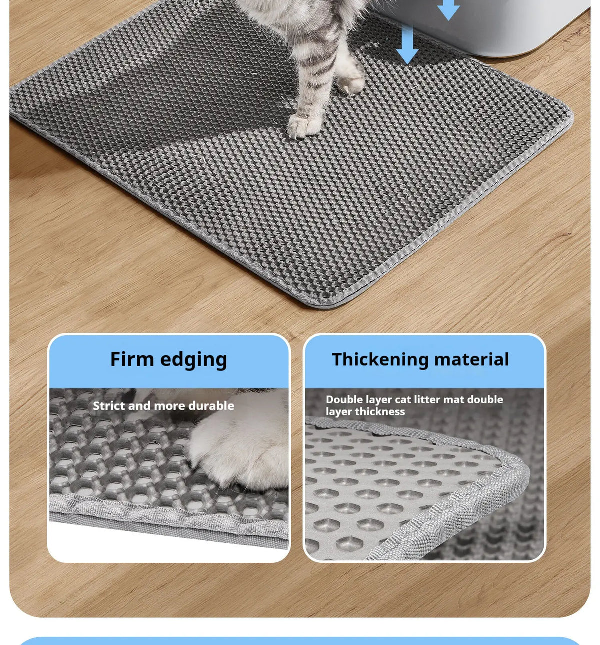 Waterproof Double-Layer Cat Litter Mat with Non-Slip Base
