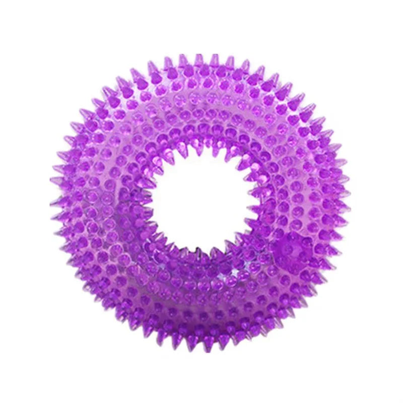 Bite-Resistant Squeaky Dog Chew Toy with Spiky Teething Ring