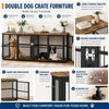 Extra Large Wooden Double Dog Crate with Divider and 3 Doors