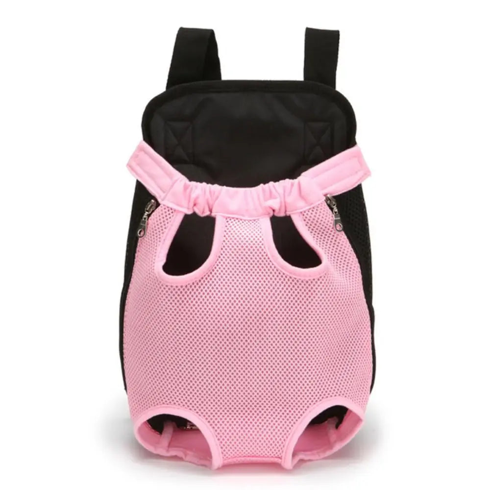 Pink and black convertible pet carrier backpack with mesh panels