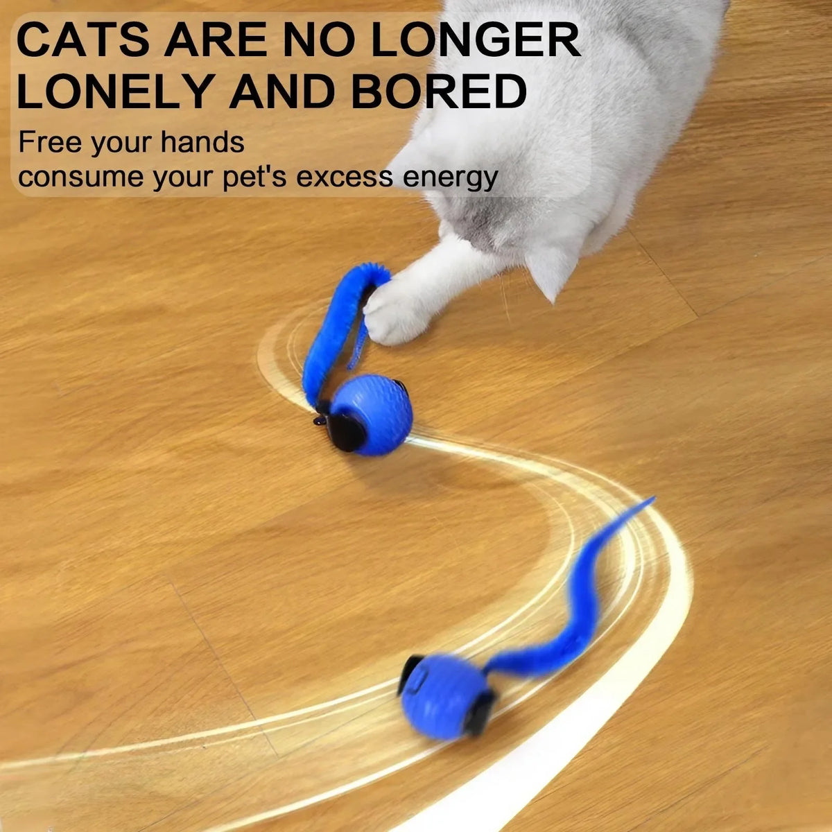 Interactive 360° Rotating Cat Toy with LED Light and Obstacle Avoidance