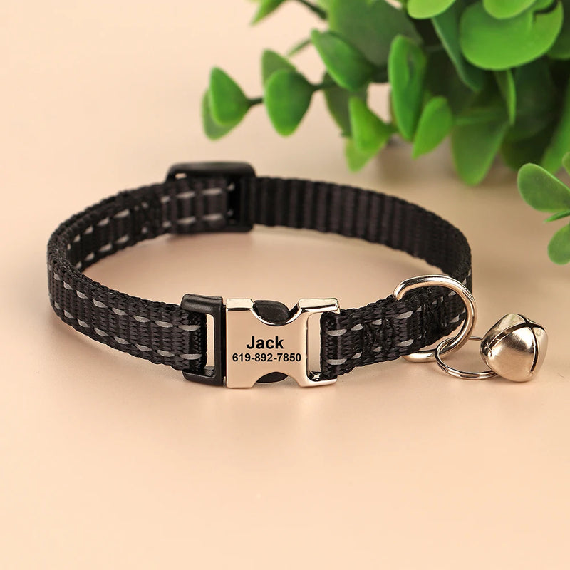 Reflektierendes Nylon-Hundehalsband mit Glocke und Namensschild