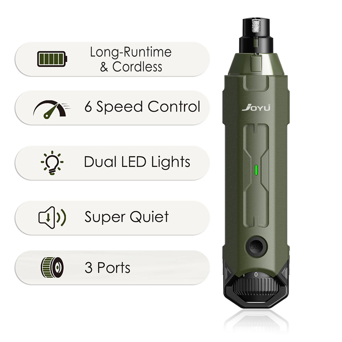 Rechargeable 6-Speed Dog Nail Grinder – Quiet & Painless Paw Care