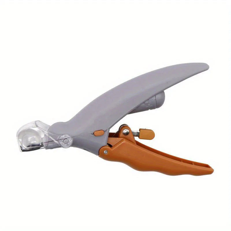 Cortacarnados LED gris con mango naranja para recortar las uñas de perros y gatos.