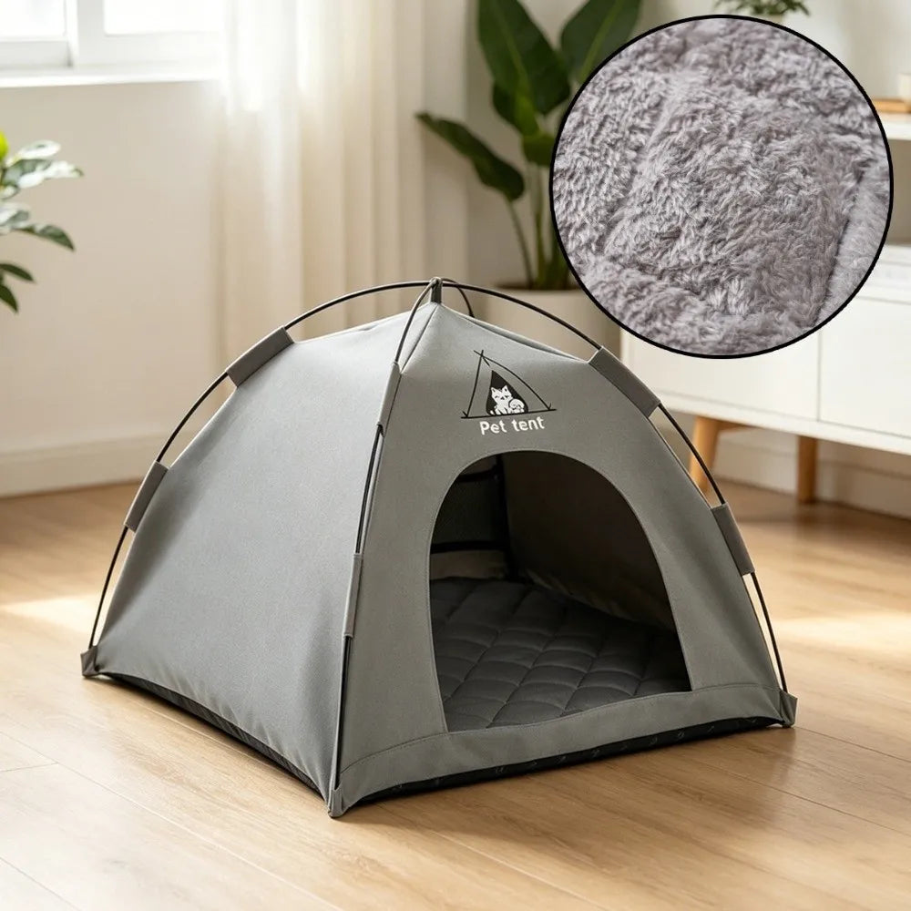 Breathable Pet Tent House with Foldable Design and Double-Sided Mat