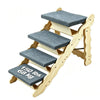 Wooden pet stairs and dog ramp with gray non-slip steps for climbing
