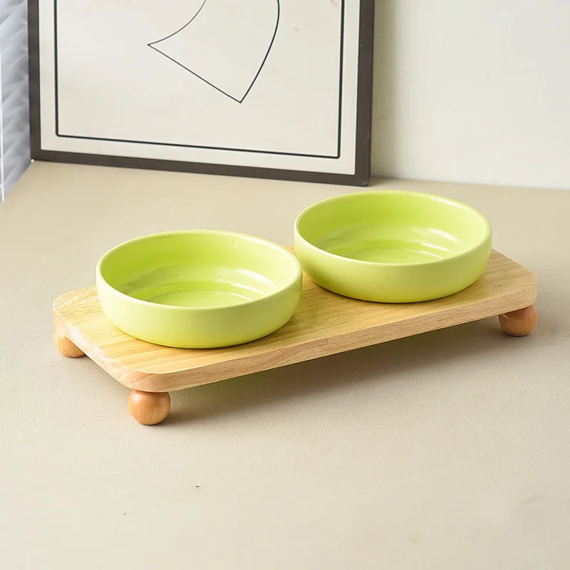 Elevated Ceramic Cat & Dog Bowl with Stand – 2-in-1 Food and Water Feeder
