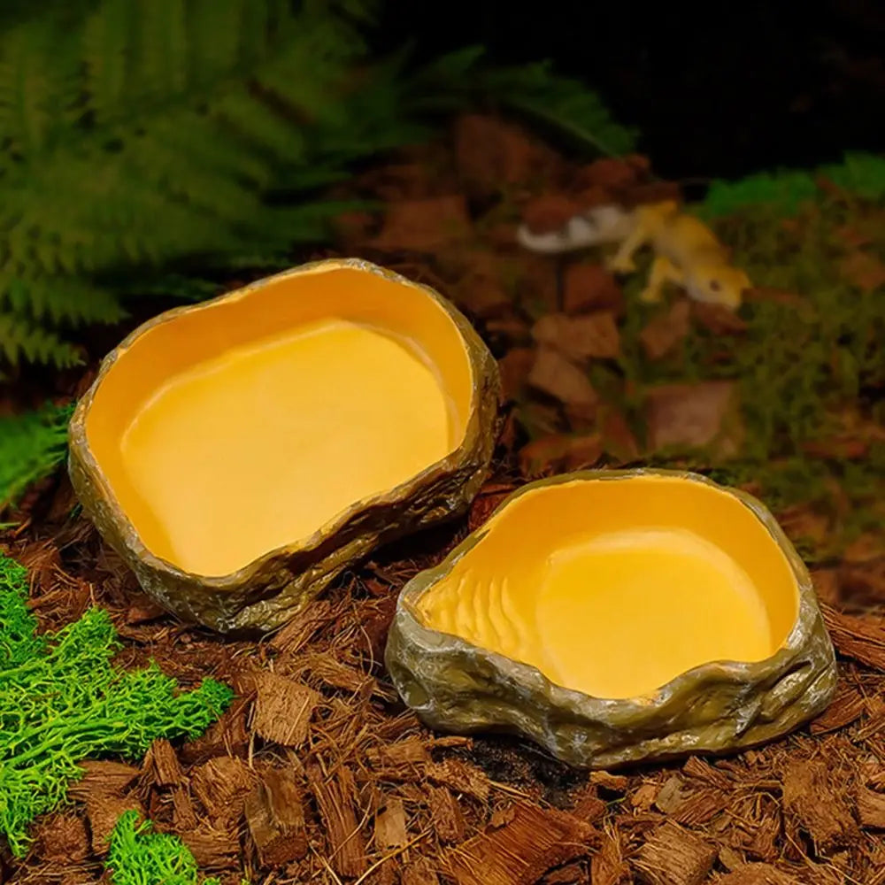 Reptile Feeding and Water Bowl with Natural Tree Stump Design