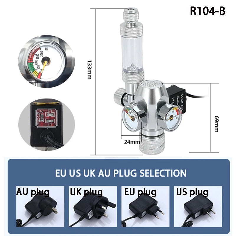 Digitaler CO2-Regulator für Aquarien mit Magnetventil und Blasenzähler