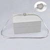 Sterling silver snake chain necklace with a heart charm displayed on a white box.