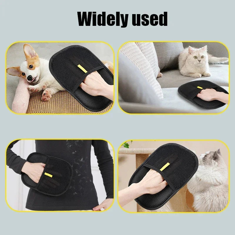 Pet Grooming Gloves - Double-Sided Hair Removal Mitt for Cats and Dogs