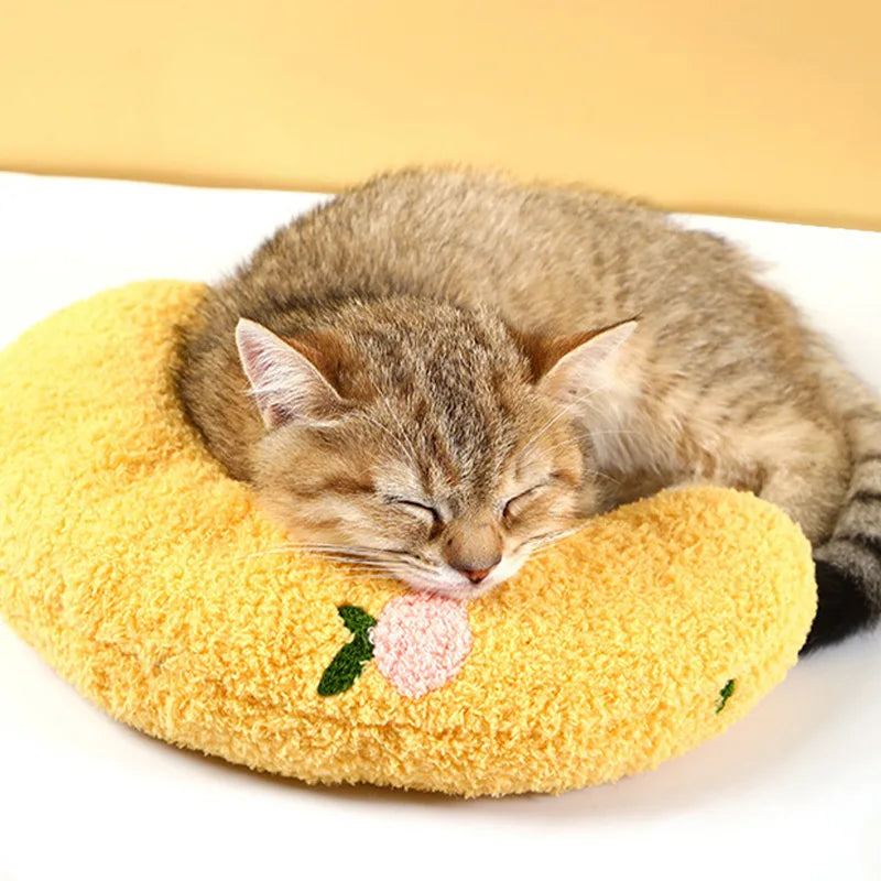 Super Soft Half Donut Cat Bed Pillow for Neck Support and Relaxation